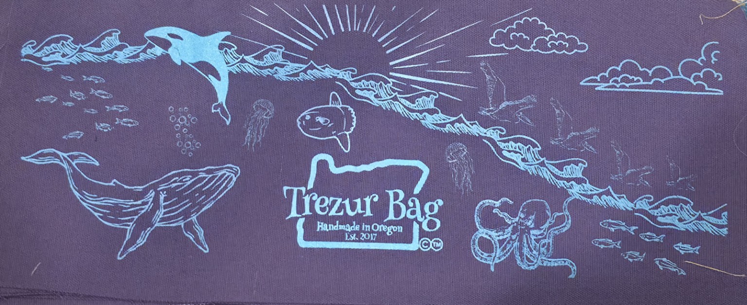 Purple Trezur Bag ocean series artwork