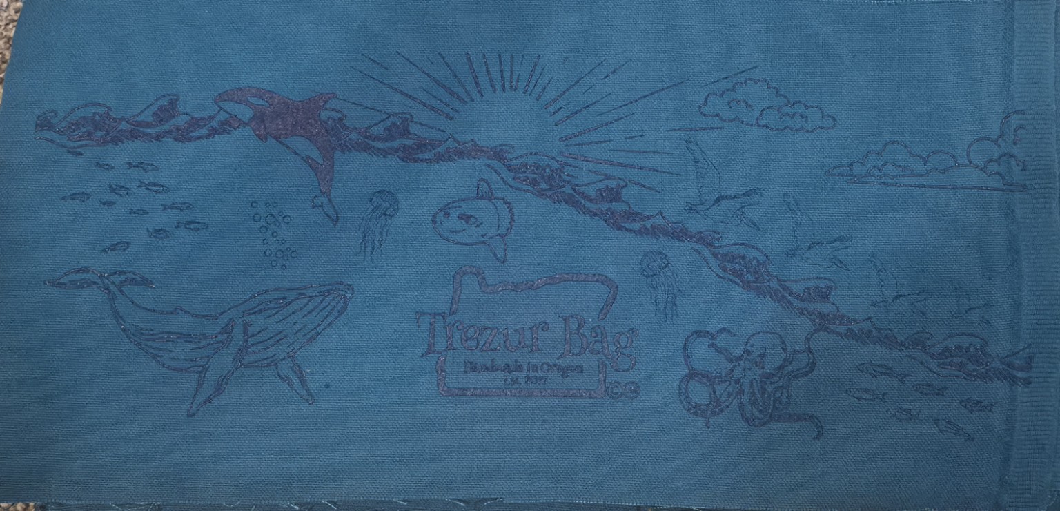 Teal Trezur Bag ocean series artwork